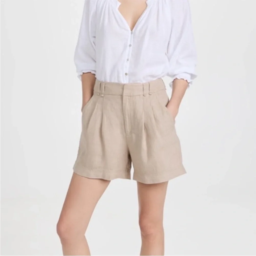 Free People Chelsea Linen Shorts Sand Color Size 6 - Picture 3 of 7